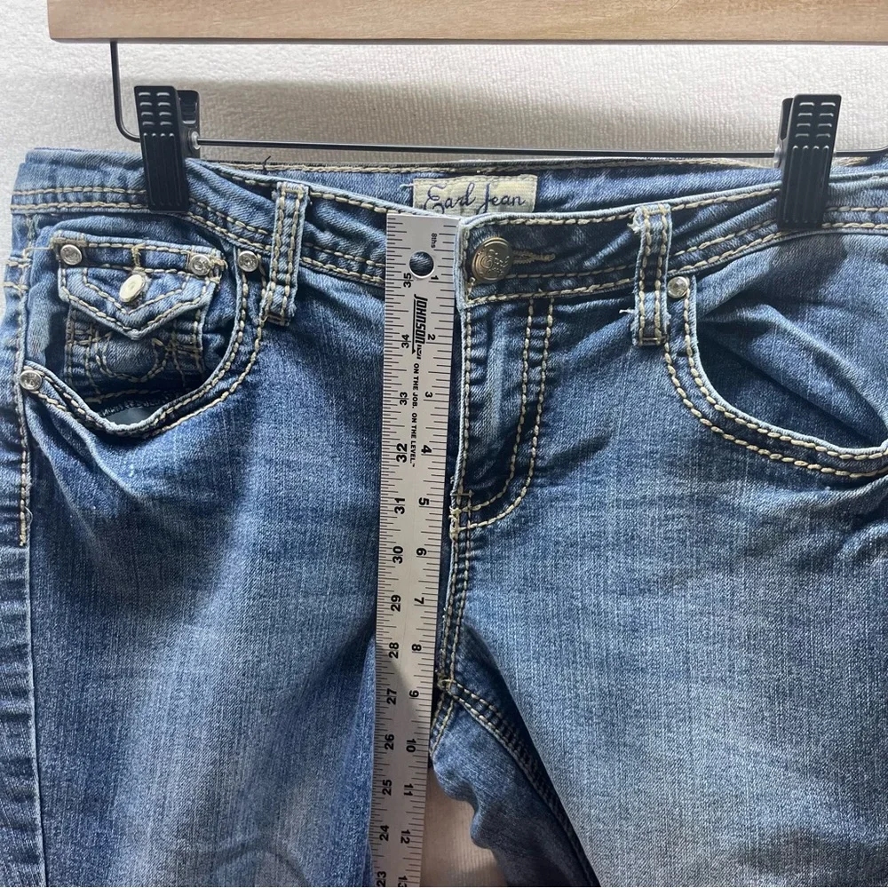 Earl Jean Flap pocket Bootcut‎ Jeans Womens 6 Blue Denim Stretch Cute 2930
